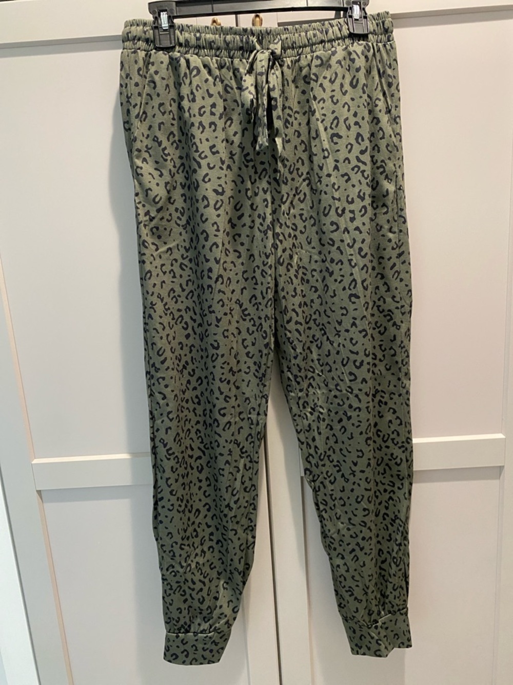 Women's Olive Green Leopard Print Jogger Pants